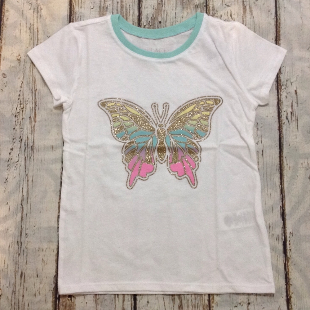 Girls Butterfly Glitter Shirt NWT